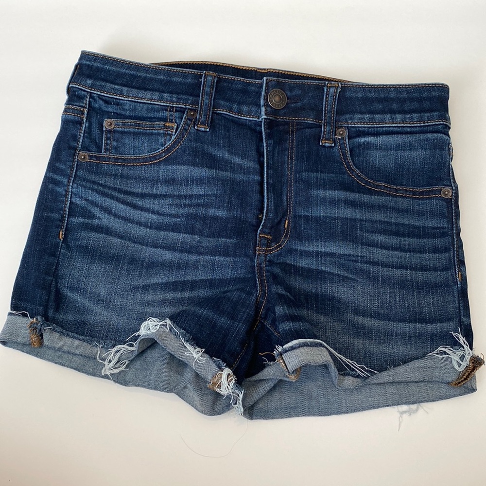American Eagle outfitters dark wash high-rise Shortie denim shorts